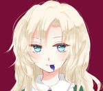  bad_id bad_pixiv_id blonde_hair blue_eyes blush ib long_hair looking_at_viewer mary_(ib) simple_background smile solo sui_(camellia) 