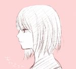  character_request majisuka_gakuen monochrome profile short_hair simple_background solo sui_(camellia) upper_body 