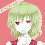  bad_id bad_pixiv_id blush dated flower green_hair kazami_yuuka looking_at_viewer red_eyes short_hair smile solo sui_(camellia) touhou upper_body 
