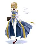  alice_margatroid archbishop archbishop_(cosplay) blonde_hair blue_eyes book character_name cosplay fastbond hair_ribbon ragnarok_online ribbon short_hair solo thighhighs touhou white_legwear 