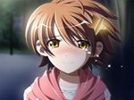  1girl brown_hair game_cg hair_ornament katakura_shinji kira_kira orange_eyes shiino_kirari short_hair 