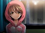  brown_hair game_cg hair_ornament hood hoodie katakura_shinji kira_kira shiino_kirari short_hair 