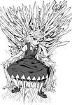 a_song_of_ice_and_fire cirno crown drsunshine game_of_thrones greyscale iron_throne monochrome one_eye_closed parody sitting solo touhou 