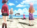  1boy 3girls car crossdressing game_cg isurugi_chie kashiwara_sarina katakura_shinji kira_kira long_hair maejima_shikako maejima_shikanosuke motor_vehicle multiple_girls pink_hair shiino_kirari short_hair trap vehicle 