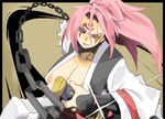  baiken chain grin guilty_gear katana pink_hair ryu3224 scar smile solo sword weapon 