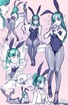  anger_vein animal_ears ass back-seamed_legwear black_legwear breasts bulma bunny_ears bunny_girl bunny_tail bunnysuit chibi choker cleavage dragon_ball dragon_ball_(classic) dragon_ball_(object) green_hair grin hands_on_own_face high_heels highres hips long_hair lying md5_mismatch medium_breasts on_stomach oolong pantyhose purple_eyes robert_porter seamed_legwear short_ponytail sitting sketch smile tail vest wrist_cuffs 