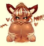  animal_ears areolae bad_id bad_tumblr_id beehive_hairdo blonde_hair breast_feeding breast_sucking breasts bunny_ears dark_skin deep_skin huge_breasts lactation multicolored_hair nipples nude original puffy_cheeks red_eyes red_hair self_breast_sucking slugbox solo streaked_hair updo upper_body 