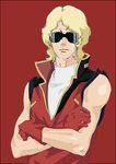  blonde_hair char_aznable gloves gundam male_focus odagiri_mayu quattro_vageena scar solo sunglasses zeta_gundam 