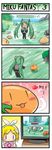  4koma blonde_hair blush catstudioinc_(punepuni) chibi comic computer death drops_(ragnarok_online) green_hair hatsune_miku heart highres kagamine_rin monitor multiple_girls poking ragnarok_online sharp_teeth silent_comic spring_onion teeth translated trembling twintails vocaloid 