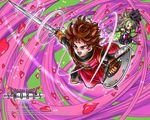  1girl dragon_quest dragon_quest_swords feathers hair_feathers heart hero_(dq_swords) setia shield sword toriyama_akira weapon 