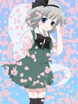  bad_id bad_pixiv_id blush hand_in_hair hitodama konpaku_youmu konpaku_youmu_(ghost) petals purin_jiisan smile solo touhou 