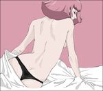  back bed_sheet gundam haman_karn lowres odagiri_mayu panties pink_hair short_hair solo thong topless underwear zeta_gundam 
