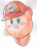  blue_eyes copy_ability hat kirby kirby_(series) lowres mario mario_(series) no_humans smile super_mario_bros. super_smash_bros. traditional_media 