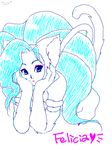  animal_ears artist_request big_hair blue_eyes blue_hair cat_ears cat_tail felicia fur long_hair solo tail vampire_(game) 
