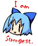  artist_request blue_hair blush_stickers bow chibi cirno english hair_bow head lowres solo touhou 