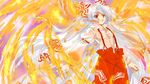  bad_id bad_pixiv_id fiery_wings fire fujiwara_no_mokou konayama_kata long_hair pants red_eyes solo suspenders touhou white_hair wings 