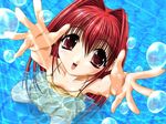  arms_up bubble hands red_eyes red_hair solo water wet 