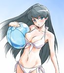  ball beachball bikini blue_eyes breasts cleavage copyright_request grey_hair large_breasts long_hair minato_fumi solo swimsuit 