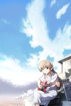  1girl brown_hair game_cg green_eyes guitar instrument kashiwara_sarina katakura_shinji kira_kira 