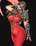  1041_(toshikazu) alternate_color armor bodysuit breasts brown_eyes brown_hair large_breasts long_hair looking_at_viewer mask navel ninja skin_tight soul_calibur soulcalibur_iii standing taki taki_(soulcalibur) 