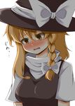  blonde_hair blush braid crying crying_with_eyes_open hat hat_ribbon kirisame_marisa ribbon side_braid solo tears touhou witch_hat yellow_eyes zetsumame 