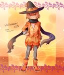  brown_hair einamu full_body halloween hat inazuma_eleven_(series) inazuma_eleven_go inazuma_eleven_go_chrono_stone looking_at_viewer male_focus mizuhara_aki pantyhose solo standing witch_hat 