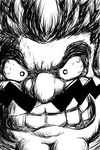  chin clenched_teeth emuen facial_hair greyscale lowres male_focus monochrome mustache parted_lips solo teeth wario warioware 