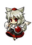  animal_ears chibi hat inubashiri_momiji red_eyes shield socha solo sword tail tokin_hat touhou transparent_background weapon white_hair wolf_ears wolf_tail 