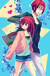  1girl free! height_difference long_hair matsuoka_gou matsuoka_rin ponytail ramune_(lamtam) red_eyes red_hair 