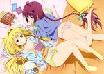  2girls bed food fujiwara_natsuko golden_darkness kurosaki_mea megami panties taiyaki to_love_ru to_love_ru_darkness underwear 