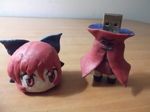  bow cape clay cloak funded hair_bow headless highres long_sleeves photo red_eyes red_hair sekibanki short_hair skirt solo touhou unconventional_media usb 