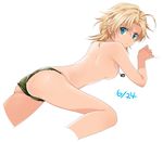  bad_id bad_pixiv_id blonde_hair blue_eyes camouflage camouflage_panties genderswap genderswap_(mtf) kinu_(le) liquid_snake looking_at_viewer metal_gear_(series) metal_gear_solid panties solo topless underwear 