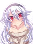  afilia_(kiyomin) bare_shoulders blush hairband highres long_hair looking_at_viewer original red_eyes solo suterii v_arms 