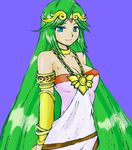  arms_behind_back bare_shoulders breasts cleavage green_hair jewelry kid_icarus kid_icarus_uprising long_hair lots_of_jewelry nintendo palutena very_long_hair 