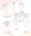  braid casual dotted_line dress dress_lift ginga_e_kickoff!! hair_ribbon hand_on_headwear hat nuka polka_dot polka_dot_dress print_dress ribbon saionji_reika_(ginga_e_kickoff!!) sandals shoes sketch twin_braids water_drop 