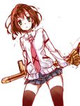  brown_hair green_eyes hair_ornament hairclip hato_haru necktie saki saki_achiga-hen school_uniform shindouji_school_uniform short_hair skirt solo thighhighs tsuruta_himeko zettai_ryouiki 