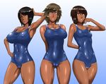  3girls asou_misaki black_hair blue_eyes breasts brown_hair dark_skin fatal_frame fatal_frame_4 highres large_breasts minazuki_ruka ml multiple_girls short_hair swimsuit tsukimori_madoka 