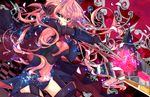  blue_eyes bodysuit headphones kasako_(kingyogasa) long_hair maria_cadenzavna_eve pink_hair senki_zesshou_symphogear solo weapon 