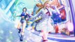  2girls blonde_hair boots brown_hair dress emilie_de_rochefort hand_holding kazama_asuka lili_(tekken) multiple_girls street_fighter street_fighter_x_tekken tekken 