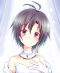  black_hair blush gloves idolmaster idolmaster_(classic) jewelry kikuchi_makoto looking_at_viewer natsu_(anta_tte_hitoha) short_hair single_earring smile solo white_gloves 