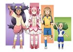  bad_id bad_pixiv_id big_hair brown_hair choker closed_eyes dress earth_eleven gloves green_hair hairband holding_hands inazuma_eleven_(series) inazuma_eleven_go inazuma_eleven_go_chrono_stone inazuma_eleven_go_galaxy iris_(pokemon) kaname_madoka lightning_bolt long_hair magical_girl mahou_shoujo_madoka_magica mio_(jian_wei) morimura_konoha multiple_girls nanobana_kinako open_mouth orange_hairband pink_eyes pink_hair pokemon pokemon_(game) pokemon_bw raimon raimon_soccer_uniform seiyuu_connection soccer_uniform sportswear standing twintails two_side_up yuuki_aoi 