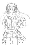  bad_id bad_pixiv_id beatmania beatmania_iidx greyscale headphones highres lineart long_hair looking_at_viewer monochrome skirt smile solo syno thighhighs umegiri_iroha zettai_ryouiki zipper 