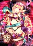  bad_id bad_pixiv_id bird blonde_hair breasts demon_tail earrings fang heart heart_earrings homaderi horns jewelry lilith_(p&amp;d) long_hair medium_breasts navel open_mouth owl pink_eyes pointy_ears puzzle_&amp;_dragons smile snake solo tail very_long_hair wavy_hair 