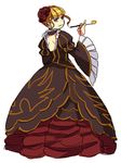  beatrice blonde_hair blue_eyes choker dress em_crazy flower hair_flower hair_ornament kiseru looking_back pipe rose short_hair solo umineko_no_naku_koro_ni wide_sleeves 