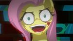  animated blood collaboration creepy edit equine fantasyblade female fluttershy_(mlp) friendship_is_magic fur glitch green_eyes hair horror horse looking_at_viewer mammal my_little_pony open_mouth pink_hair pony snapshopvisuals solo standing stare yellow_fur 