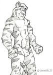 abs cameronwolfe erection feline male mammal monochrome muscles pecs penis pose solo tiger 