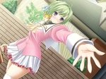  aikawa_daisei animal blue_eyes dutch_angle game_cg green_hair hamster kusanagi_maho non-web_source school_love! school_uniform short_hair solo thighhighs 