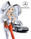  animal_ears asymmetrical_clothes bunny_ears bunny_girl bunnysuit car ground_vehicle katahira_masashi long_hair mercedes-benz mercedes-benz_slr_mclaren motor_vehicle original pantyhose product_girl silver_hair single_thighhigh solo thighhighs 