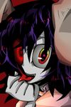  animal_ears bad_id bad_pixiv_id black_hair bunny_ears heterochromia inaba_tewi mismatched_sclera multicolored multicolored_eyes ninomae pale_skin rainbow_eyes red_eyes red_sclera short_hair solo star tongue touhou 
