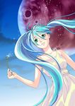  aqua_hair dandelion dress flower green_eyes hatsune_miku long_hair solo toyu twintails vocaloid 